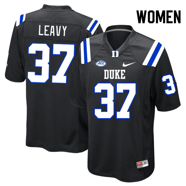 Women #37 Ryan Leavy Duke Blue Devils College Football Jerseys Stitched-Black